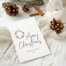 ミニマリストのクリスマスリースのホリデーカード