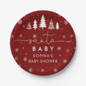 ミニマリストのクリスマスレッドサンタベビーシャワー ペーパープレート (正面)