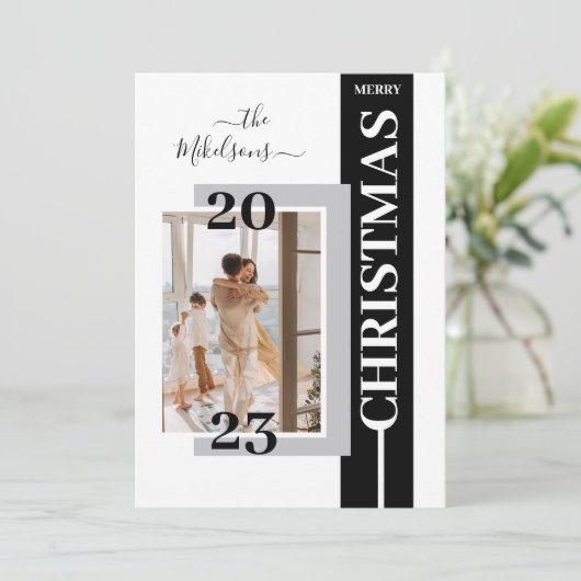 ミニマリストのクリスマス | エレガントでシックなシンプルフォト シーズンカード (スタンド正面)