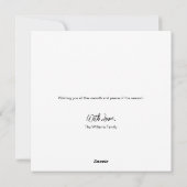 ミニマリストのクリスマス ホリデー 森の緑豊かな木々 シーズンカード (裏面)