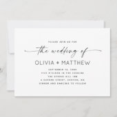ミニマリストのクリーンな写真の結婚式 - QRコードと手書き風フォント 招待状 (正面)