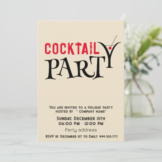 ミニマリストのグランジカクテル企業のパーティー 招待状 (スタンド正面)