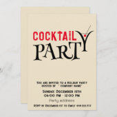 ミニマリストのグランジカクテル企業のパーティー 招待状 (正面/裏面)