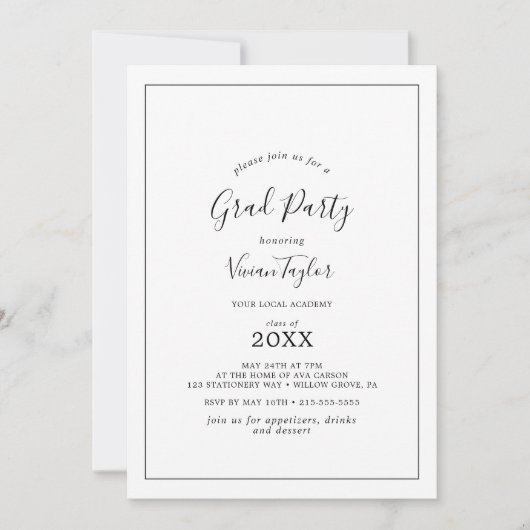 ミニマリストのグラードパーティー 招待状 (正面)