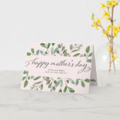 ミニマリストのグリーンとピンクの花 | 母の日おめでとうございます カード (黄色い花)