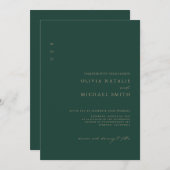 ミニマリストのグリーンと金ゴールドのQRコード結婚すべて 招待状 (正面/裏面)