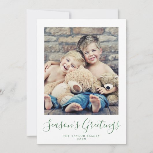 ミニマリストのグリーンシーズンの挨拶ポートレート写真 シーズンカード (正面)