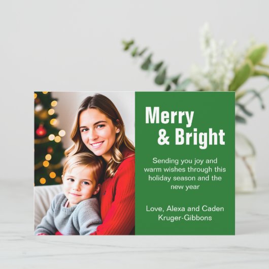 ミニマリストのグリーンメリー「明るい」写真 シーズンカード (スタンド正面)