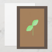 ミニマリストのグリーンリーフブラウングリーティングカード (正面/裏面)
