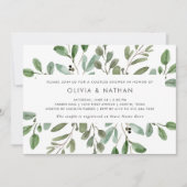 ミニマリストのグリーン | カップルシャワー 招待状 (正面)