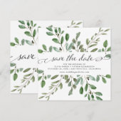 ミニマリストのグリーン | 結婚式 セーブザデート (正面/裏面)