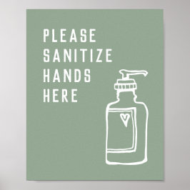 ミニマリストのグリーンSanitize Hands ポスター