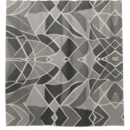 ミニマリストのグレー幾何エレガントコンテンポラリー図形 シャワーカーテン