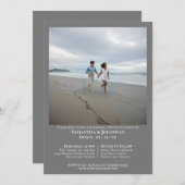 ミニマリストのグレー結婚写真のリハーサルのディナー 招待状 (正面/裏面)