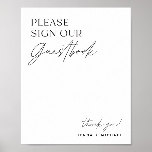 ミニマリストのゲストブックのサイン |の結婚ゲストブック ポスター (正面)