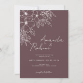 ミニマリストのコーナーフローラライン結婚アートのInvitati 招待状 (正面)