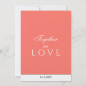 ミニマリストのコーラルホワイトモノグラム 招待状 (裏面)