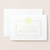 ミニマリストのゴールドフォイルのビジネスロゴの休日 箔カード (封筒付き正面)