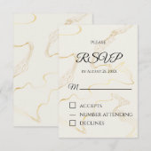 ミニマリストのゴールドフォイルRSVPカード | エレガントな結婚式 出欠カード (正面/裏面)