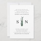 ミニマリストのサボテン | エレガントデザートボホ結婚ズ 招待状 (正面)