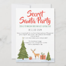ミニマリストのサンタクロースの秘密のクリスマスパーティーの招待状