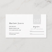 ミニマリストのシグネチャーブラックとホワイトのアポイントメント& 名刺 (裏面)