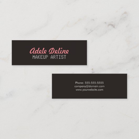 ミニマリストのシックなグレーピンクのメイクアップアーティスト スキニー名刺 (正面/裏面)