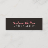 ミニマリストのシックなグレーピンクのメイクアップアーティスト スキニー名刺 (正面)