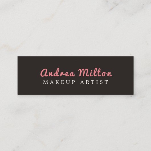 ミニマリストのシックなグレーピンクのメイクアップアーティスト スキニー名刺 (正面)