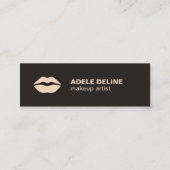 ミニマリストのシックなダークグレーの唇メイクアップアーティスト スキニー名刺 (正面)