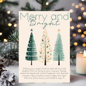 ミニマリストのシックなボホハンドクリスマスツリーを描画 シーズンカード