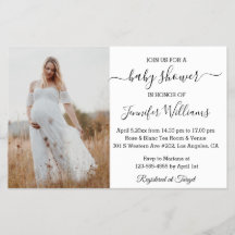 ミニマリストのシックな赤ちゃんシャワー写真の招待状