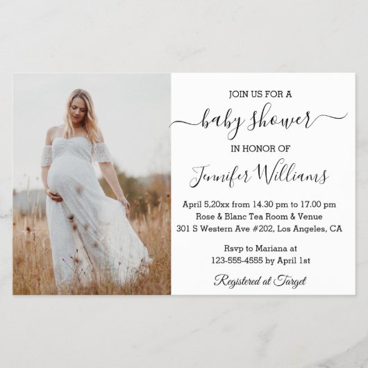 ミニマリストのシックな赤ちゃんシャワー写真の招待状 チラシ (正面)