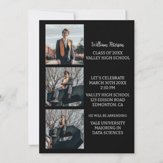 ミニマリストのシニア写真 卒業発表 招待状 (裏面)