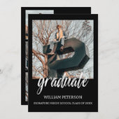 ミニマリストのシニア写真 卒業発表 招待状 (正面/裏面)