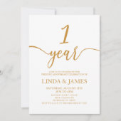ミニマリストのシャンパン結婚1周年記念 招待状 (正面)