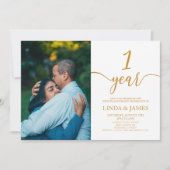 ミニマリストのシャンパン結婚1周年記念 招待状 (正面)