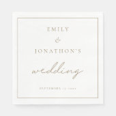 ミニマリストのシャンパン金ゴールド結婚スクリプト スタンダードランチョンナプキン (正面)