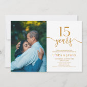 ミニマリストのシャンパン15結婚周年 招待状 (正面)