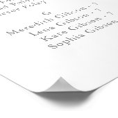 ミニマリストのシルバーアルファベットの座席表 ポスター (角)