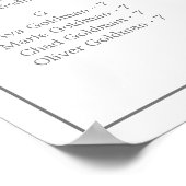 ミニマリストのシルバータイポグラフィシーティングチャート ポスター (角)