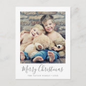 ミニマリストのシルバーメリークリスマスポートレート写真 シーズンポストカード (正面)