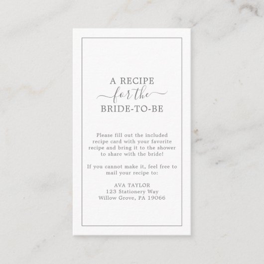 ミニマリストのシルバーレシピ要求エンクロージャカード エンクロージャーカード (正面)