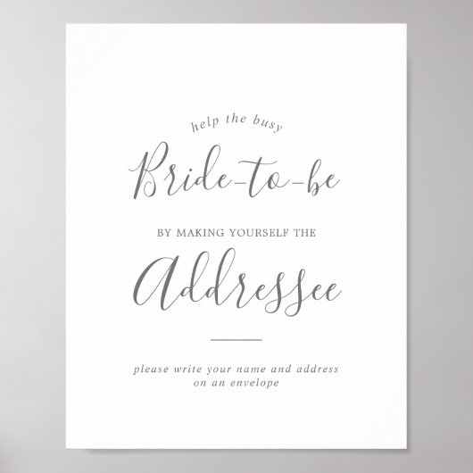 ミニマリストのシルバー住所と封筒のサイン ポスター (正面)