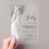 ミニマリストのシルバー金ゴールドアゲード40歳の誕生日 アクリル招待状 (インサイチュ (ポータブル))