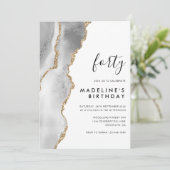 ミニマリストのシルバー金ゴールドアゲード40歳の誕生日 招待状 (スタンド正面)