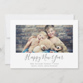 ミニマリストのシルバーHappy New Year Landscape写真 シーズンカード (正面)