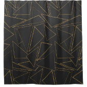 ミニマリストのジオメトリ金ゴールド黒のストローク三角形 シャワーカーテン (正面)