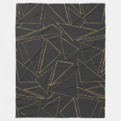 ミニマリストのジオメトリ金ゴールド黒のストローク三角形 フリースブランケット (正面)