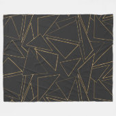 ミニマリストのジオメトリ金ゴールド黒のストローク三角形 フリースブランケット (正面(横))